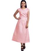 Pastel Pink Check Printed Maxi Dress