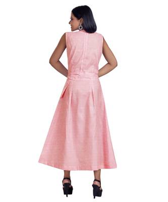 Pastel Pink Check Printed Maxi Dress 4