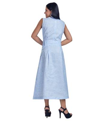 Pastel Blue Check Printed Maxi Dress 4