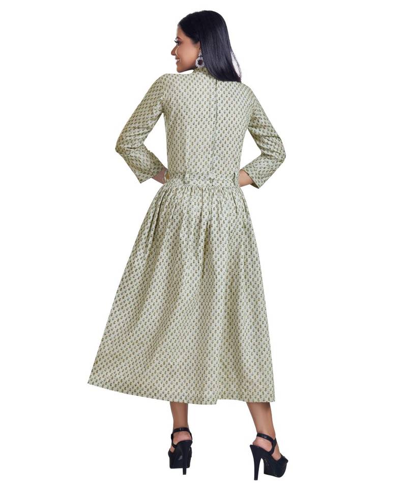 Grey Printed Front Open Belted Maxi Dress