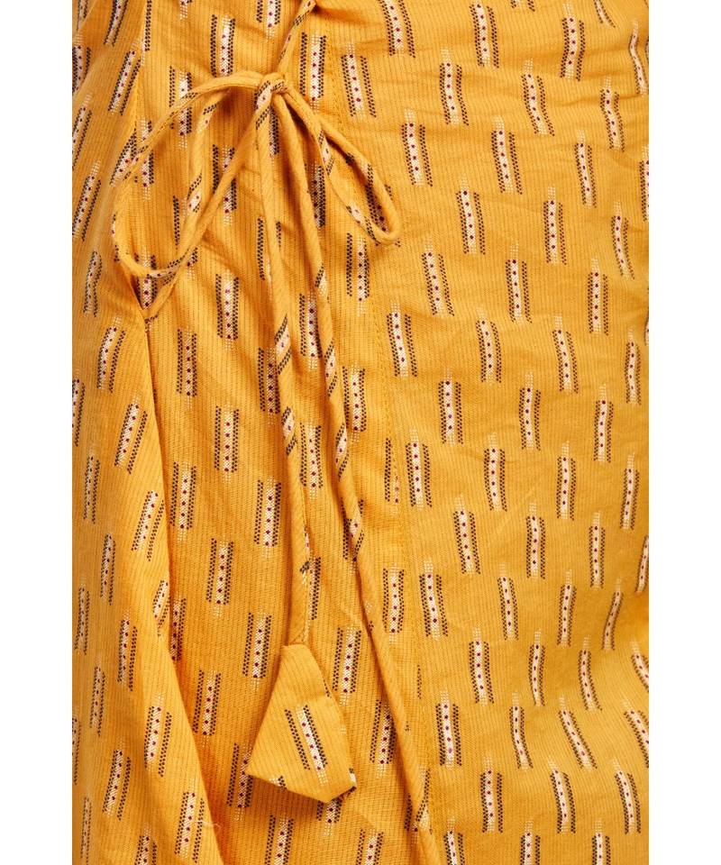 Amber Yellow Both Side Tie Bell Sleeve Maxi Dress