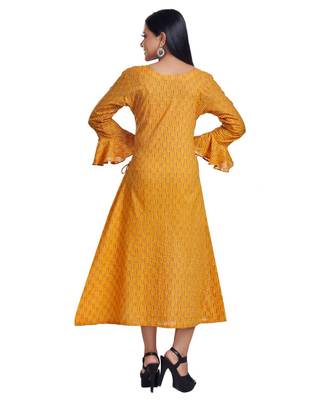 Amber Yellow Both Side Tie Bell Sleeve Maxi Dress 4