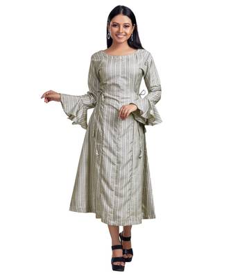 Silk Silver Printed Maxi Dress 1