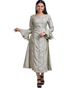 Silk Silver Printed Maxi Dress