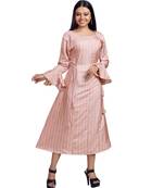 Peach  Silk Printed Both Side Tie Maxi Dress