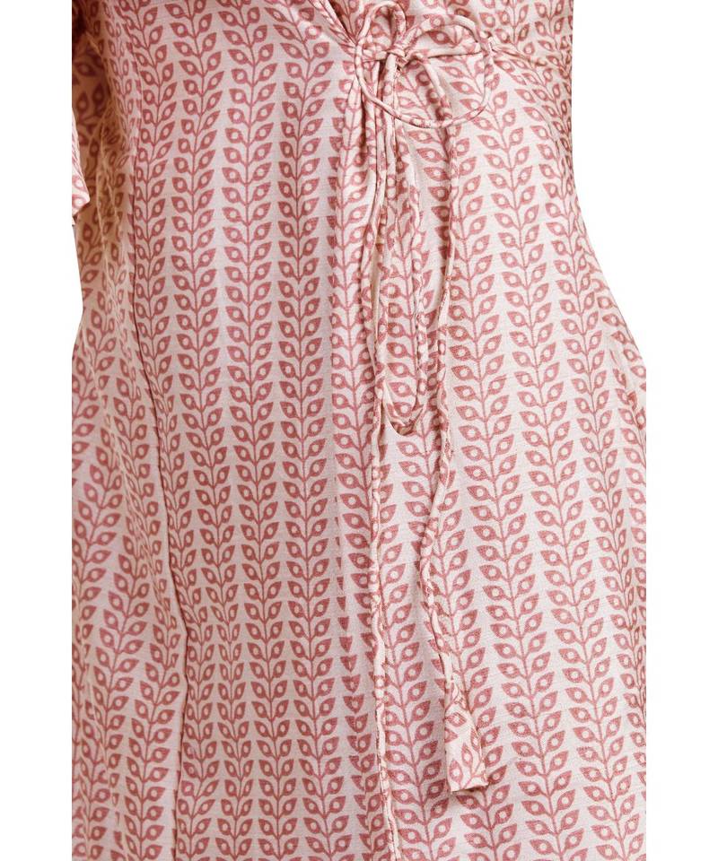 Peach  Silk Printed Both Side Tie Maxi Dress