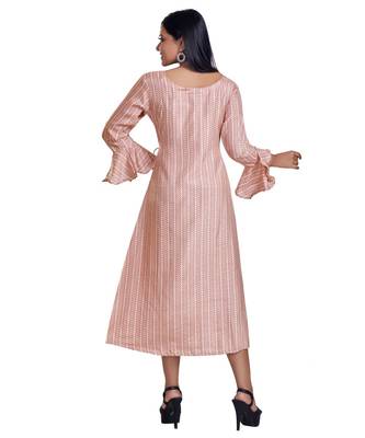 Peach  Silk Printed Both Side Tie Maxi Dress 4
