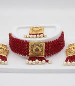 Traditional Beads Chick Choker Necklace Set with Earring & Tikka Women for Women