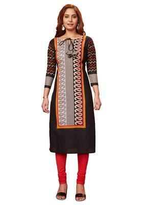 Black printed cotton cotton-kurtis 1