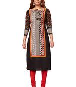 Black printed cotton cotton-kurtis