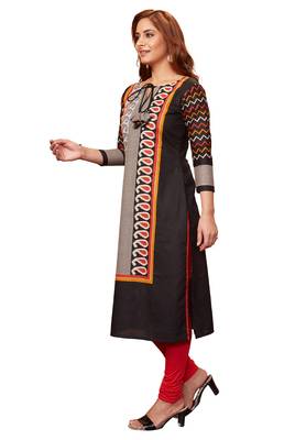 Black printed cotton cotton-kurtis 3