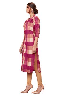 Pink printed cotton cotton-kurtis 3