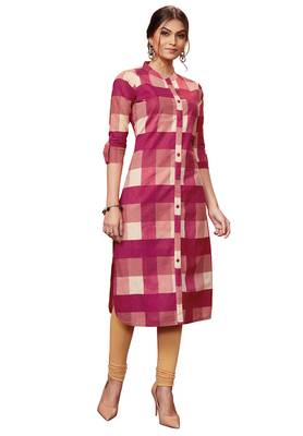 Pink printed cotton cotton-kurtis 5