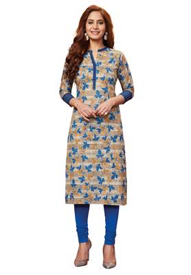 Blue printed cotton cotton-kurtis 1