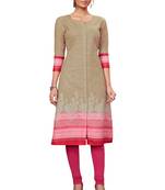 Beige printed cotton cotton-kurtis
