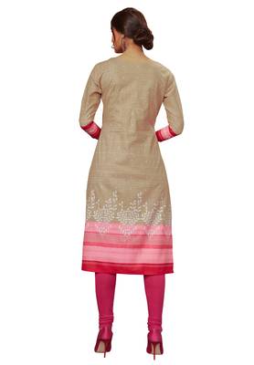 Beige printed cotton cotton-kurtis 2
