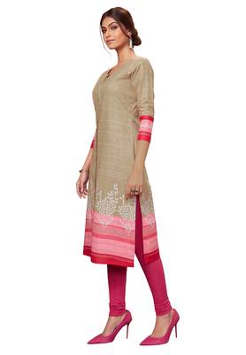 Beige printed cotton cotton-kurtis 3