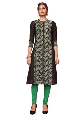 Black printed cotton cotton-kurtis 1