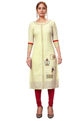 Yellow printed cotton cotton-kurtis 1