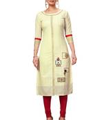 Yellow printed cotton cotton-kurtis