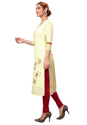Yellow printed cotton cotton-kurtis 3