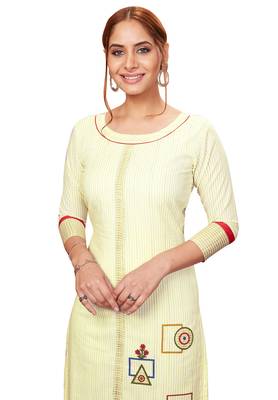 Yellow printed cotton cotton-kurtis 4