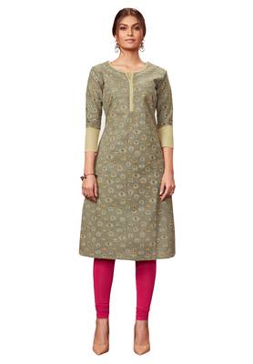 Grey printed cotton cotton-kurtis 1