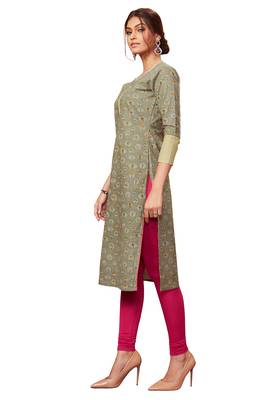 Grey printed cotton cotton-kurtis 3
