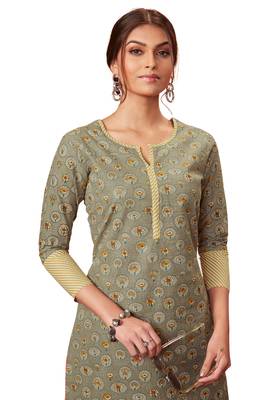 Grey printed cotton cotton-kurtis 4