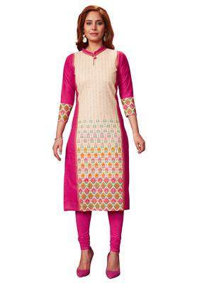 Pink printed cotton cotton-kurtis 1