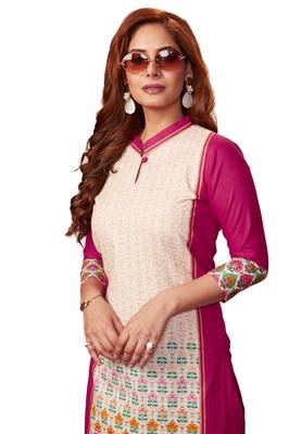 Pink printed cotton cotton-kurtis 4