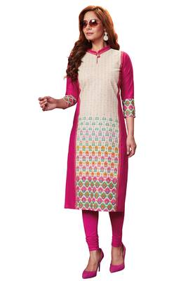 Pink printed cotton cotton-kurtis 5