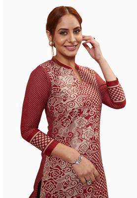 Maroon printed cotton cotton-kurtis 4