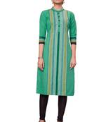 Green printed cotton cotton-kurtis