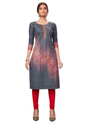 Grey printed cotton cotton-kurtis 1