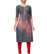 Grey printed cotton cotton-kurtis