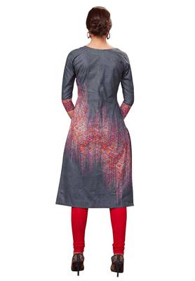 Grey printed cotton cotton-kurtis 2