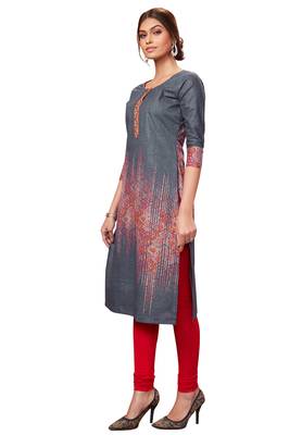 Grey printed cotton cotton-kurtis 3