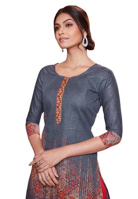 Grey printed cotton cotton-kurtis 4
