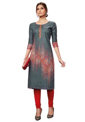 Grey printed cotton cotton-kurtis 5