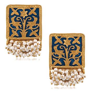 Blue pearl earrings 1