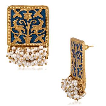 Blue pearl earrings 3