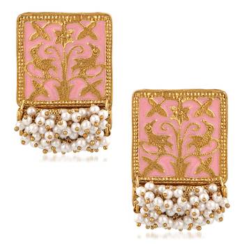 Pink pearl earrings 1
