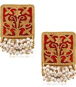 Red pearl earrings