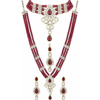 Maroon crystal necklaces 1