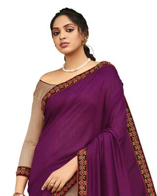 Magenta embroidered chanderi silk saree with blouse 2