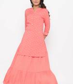 Ardozaa Women's Rayon Golden Zari Straight kurti sharara Set (Peach)