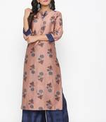 Ardozaa Women's Muslin Gold Print Straight Kurta Palazzo Set (Pink)