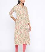 Ardozaa Women's Rayon Printed Straight Kurta (Cream)