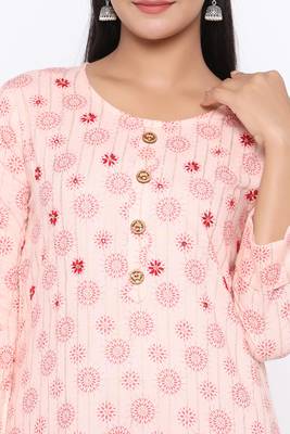 Ardozaa Women's Cotton Printed Straight Kurta (Pink) 3